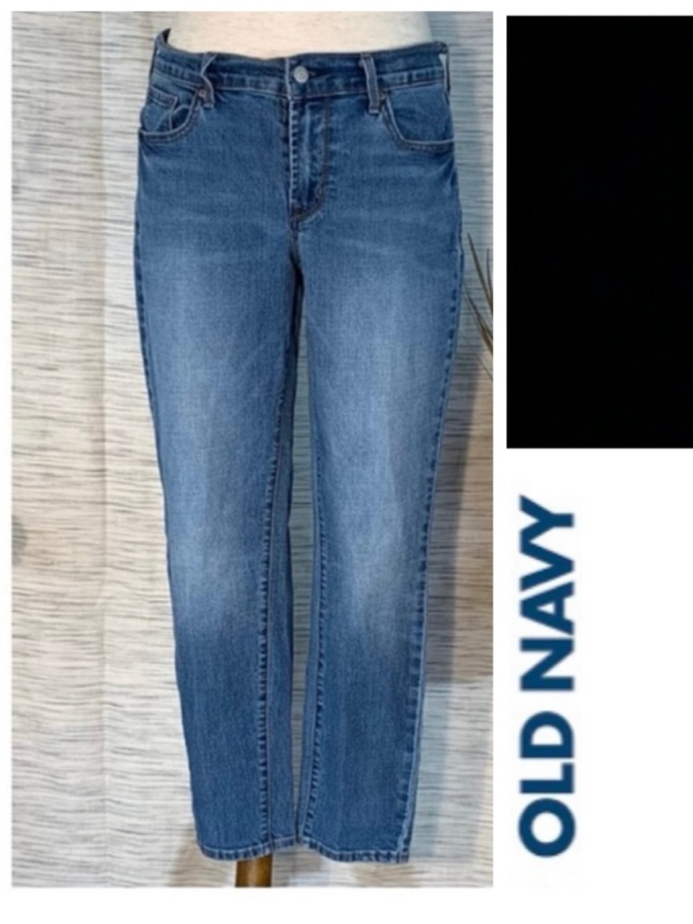 Old Navy “Original Skinny” faded denim blue jeans.